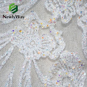 High Quality Fench Elegant Bridal Glitter Sequin Tulle Lace Embroidered Fabric For Garment Fashion Show Wedding Dress