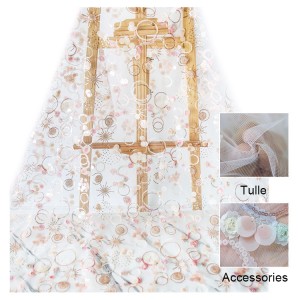 Fairy Style Tulle Lace Embroidered Sequins Fabric for skirts