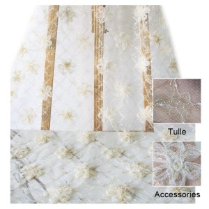 Ribbon Embroidery Lace Tulle Fabric