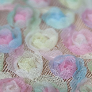 Digital Printing Macaron Color 100% Polyester Tulle Embroidered Lace Fabric For Girlish Party Dresses
