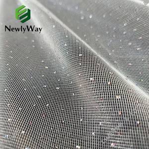 Factory Direct Selling White Polyester Glitter Tulle Mesh Fabric for dress