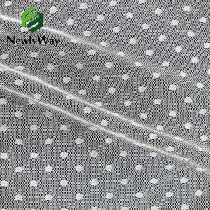 Factory wholesale polyester white warp knitted polka dot tulle mesh fabric for clothing