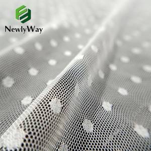 Factory wholesale polyester white warp knitted polka dot tulle mesh fabric for clothing