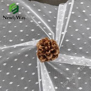 Fashion nylon spandex white warp polka dot tulle knitted mesh fabric for women’s bra