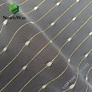 Fashionable and modern nylon metallic gold yarns tulle mesh lace fabric for dresses