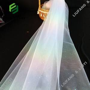 Fashional nylon material coloures printed and glitter tulle mesh lace fabric for gown dress