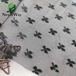 Four Leaf Clover design black mesh knit spandex nylon fabric for lady’s underwear