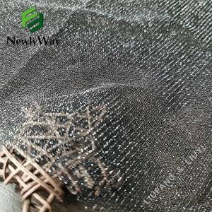Gold thread nylon fiber power stretch tulle hexagonal mesh knit fabric for dresses