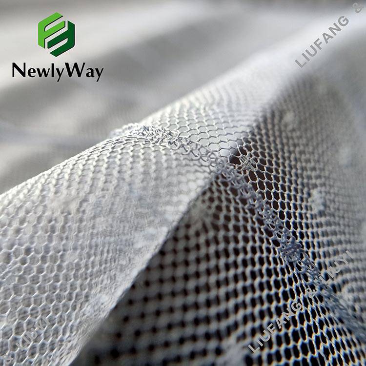 OEM/ODM China Glitter Mesh Fabric - Grey Mermaid Pleated Polka Dot Tulle Polyester Mesh Lace Fabric for Dress – Liuyi
