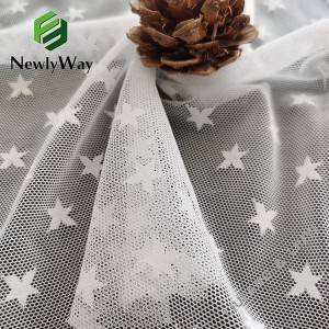 High quality nylon spandex stretch warp knitted star white tulle mesh fabric for bridal dresses