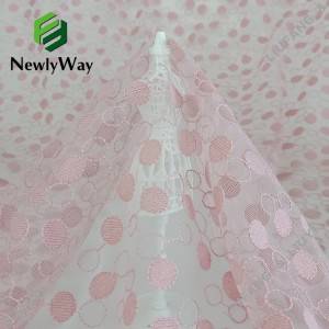 Hot Pink Polka Dot Embroidered Nylon Tulle Mesh Lace Fabric for Sexy Flare Sleeve