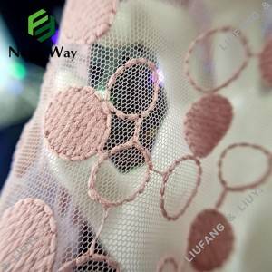 Chinese Professional Printed Mesh Fabric - Hot Pink Polka Dot Embroidered Nylon Tulle Mesh Lace Fabric for Sexy Flare Sleeve – Liuyi