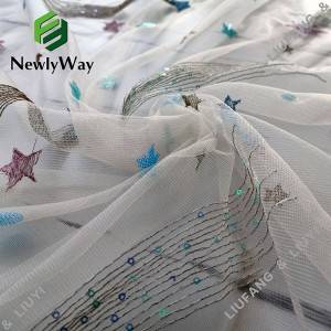 Hot sale fancy meteor star embroidered sequin nylon tulle mesh lace fabric for dresses