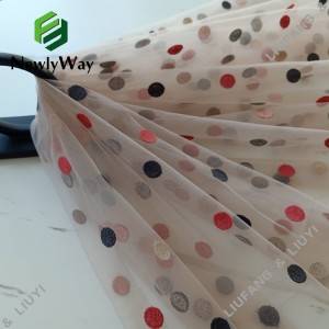 Polka dot pattern embroidered nylon tulle mesh lace fabric for baby’s skirts