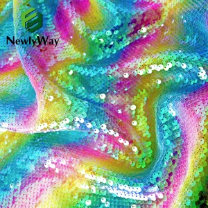 Wholesale Price Rainbow Color Print Glitter Iridescence Embroidered Sequin Fabric For Dress