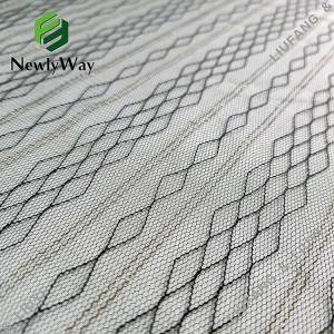Illusion nylon gold thread mesh netting lace tulle fabric for wedding dress