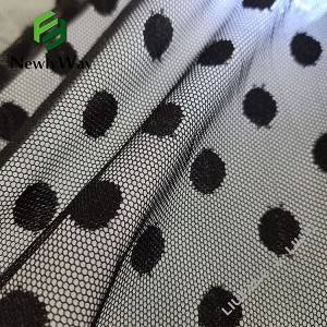 Large polka dots black nylon spandex mesh knit stretch fabric for sexy lingerie