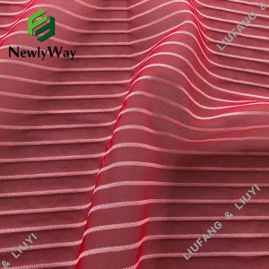 Lastest Design Nylon Polyester Blend Stripe Mesh Net Tulle Fabric for Fashion Clothing