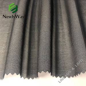 Lightweight black nylon spandex mesh tricot knit fabric for bra back clasp material
