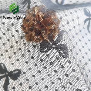 Linking woven bows black knit spandex nylon mesh fabric for clothing
