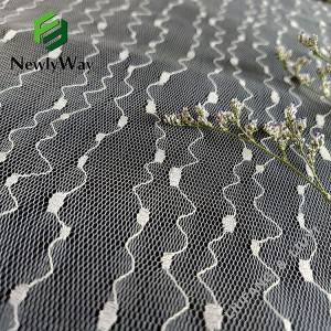 Manufacturer warp knitted dotted waves tulle mesh netting fabric for bridal lace
