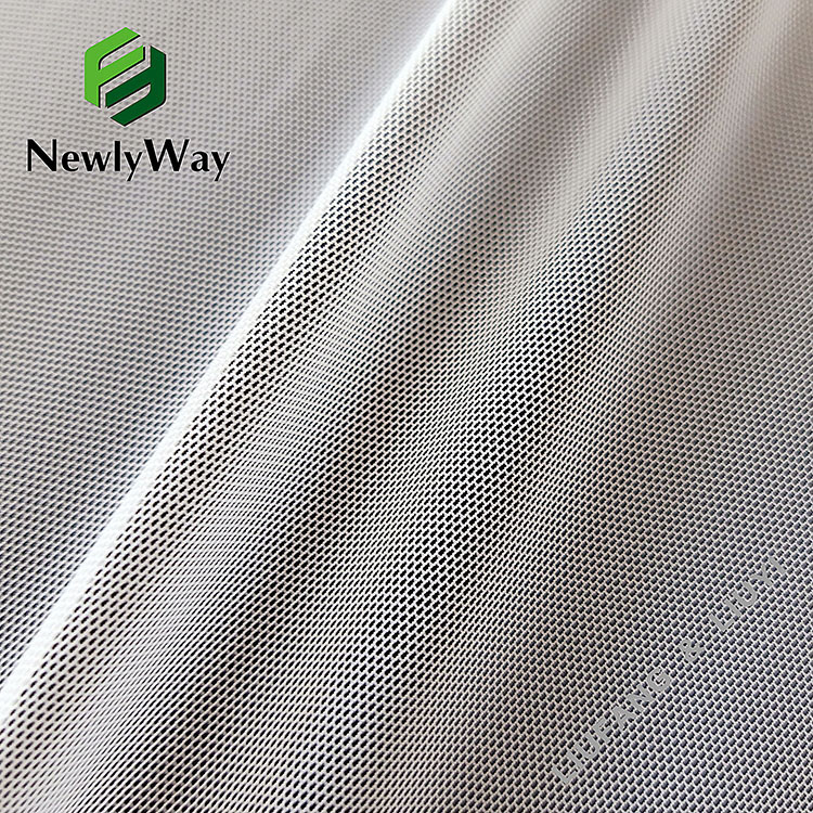 Factory source Pink Mesh Fabric - Newly launched white nylon spandex stretch mesh knit fabric for underwear – Liuyi