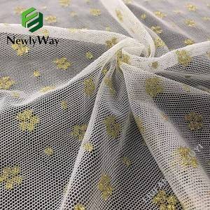 Nylon spandex stretch warp knitted flower lace white tulle mesh fabric for wedding dresses