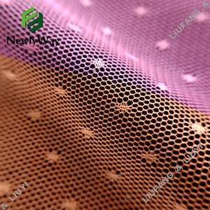 Polka Dot Rainbow Tulle Printed Mesh Lace Fabric for Garment