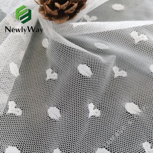 Polka dot and heart-shaped design white spandex nylon stretch mesh knit fabric for bras