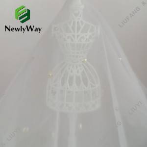 Polyester Pearls Beaded White Tulle Mesh Lace veiling Fabric for wedding