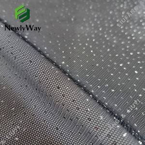Polyester Sliver Glitter Black Tulle Mesh Lace Fabric For Evening Gown