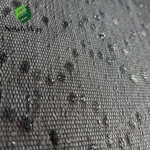 Sheer nylon sliver thread mesh netting knit voile lace border material for bridal veil