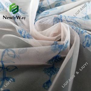 Simplicity flower design printed polyester tulle mesh lace fabric for dresses