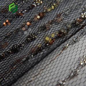 Sparkle nylon gold yarn net lace tulle fabric for clothing accessories