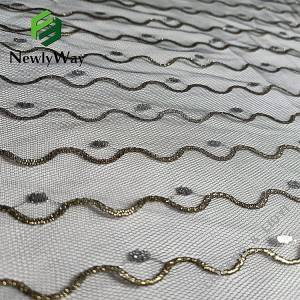 Super quality nylon metallic thread tulle mesh knit fabric for wedding  accessories