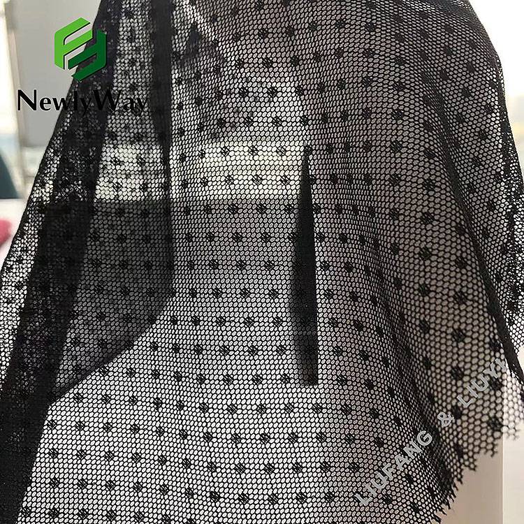 Super thin nylon spandex warp knitted polka dot white tulle mesh fabric for skirts-1