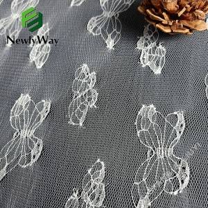 Super thin nylon warp knitted butterfly lace tulle mesh netting fabric for bridal lace