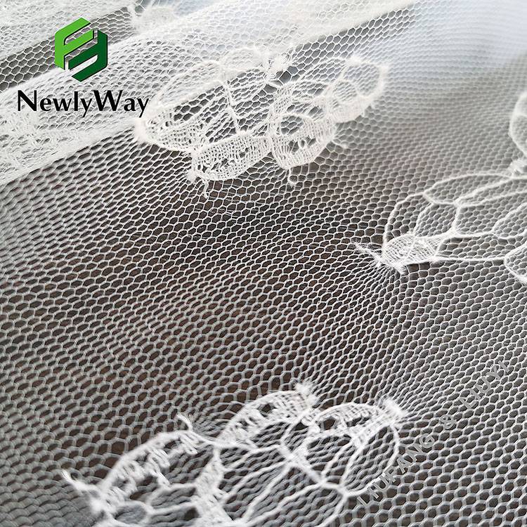Super thin nylon warp knitted butterfly lace tulle mesh netting fabric for bridal lace-3