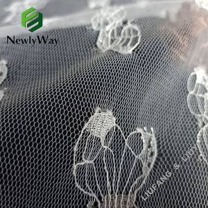 Super thin nylon warp knitted butterfly lace tulle mesh netting fabric for bridal lace