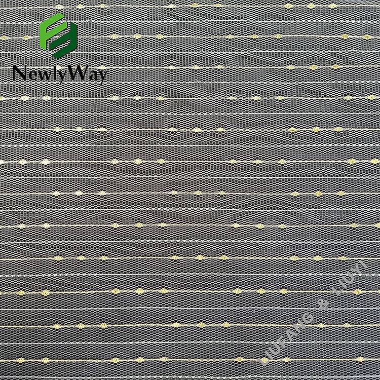 Transparent gold nylon fiber mesh knit tulle fabric for clothing sleeves-1