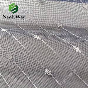 Transparent nylon and polyester polka dot warp knitted mesh tulle fabric for wedding lace