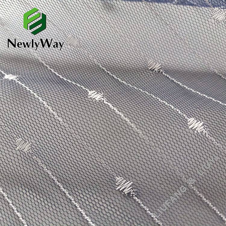 OEM/ODM Manufacturer Blue Tulle Fabric - Transparent nylon and polyester polka dot warp knitted mesh tulle fabric for wedding lace – Liuyi