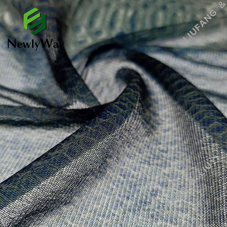 Online Exporter Lace Print - Unique snakeskin design printed lace nylon stretch tricot knit fabric online wholesale – Liuyi