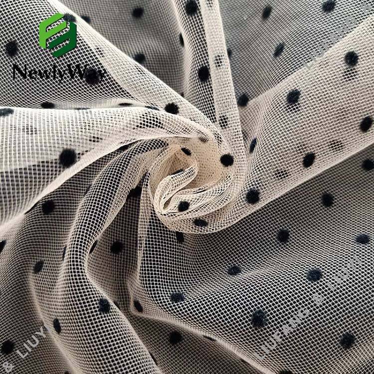 Great Fashion Style of Flocked DOT Mesh Fabric for Dress and Decoration -  China 100%Polyester Tulle and Printed Tulle Fabric price