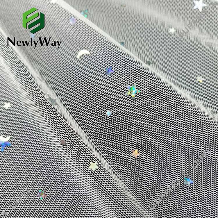 OEM/ODM Manufacturer Lace Fabric Online - Bright sequin tulle fabric of stars and moons for the fairy skirt – Liuyi
