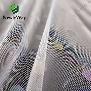 Coloured polka dot foil printed tulle nylon mesh lace fabric for wedding/dresses