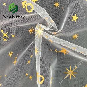 Manufacturer for Beaded Tulle Fabric - Cuteful stamping gold foil printed nylon tulle mesh lace fabric for children’s dress – Liuyi