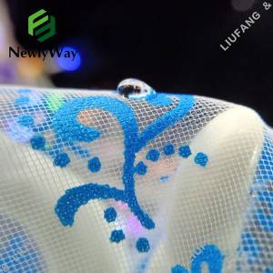 Elegant stamping foil printed nylon tulle mesh lace fabric for the skirt