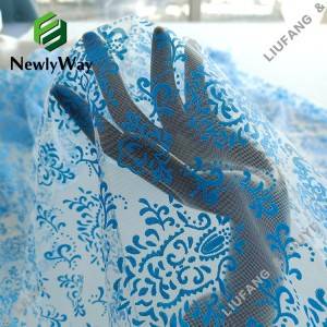 Elegant stamping foil printed nylon tulle mesh lace fabric for the skirt