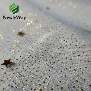 Exquisite sequin star and glitter tulle polyester mesh lace fabric for evening gown